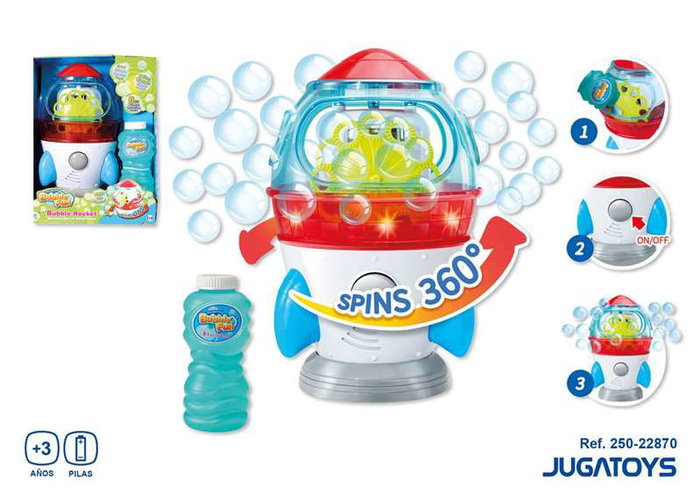 JugaToys Machine à bulles Fusée, Rotation 360º avec lumières et sons