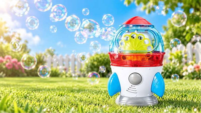 JugaToys Machine à bulles Fusée, Rotation 360º avec lumières et sons