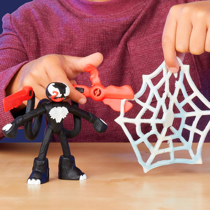 PLAY-DOH Marvel Spider-Man Lance et Attrape Figurines Venom Spider-Man Coffre Fort Accessoires Multilingue F9827