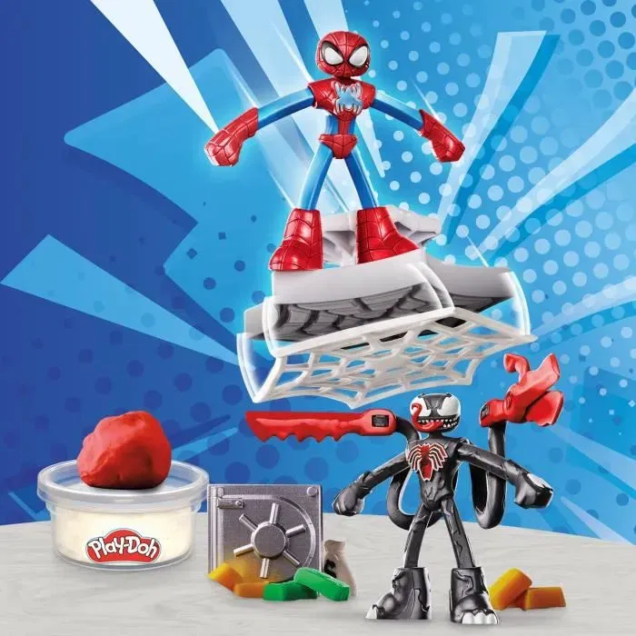 Play-Doh - Coffret Attaque Tranchante Spider-Man Marvel - 2 Figurines Flexibles, 7 Accessoires et Pâte à Modeler - Jouet d'Imagination pour Enfants Dès 4 Ans Play-Doh - Coffret Attaque Tranchante Spider-Man Marvel - 2 Figurines Flexibles, 7 Accessoires et Pâte à Modeler - Jouet d'Imagination pour Enfants Dès 4 Ans