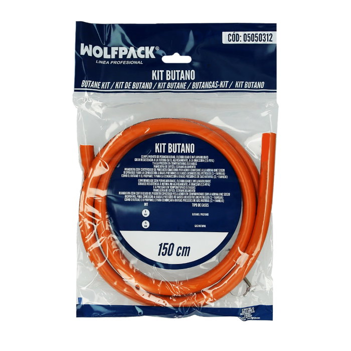 WOLFPACK LINEA PROFESIONAL Kit Butane avec tuyau de 1,5 m et 2 colliers WOLFPACK LINEA PROFESIONAL Kit Butane avec tuyau de 1,5 m et 2 colliers