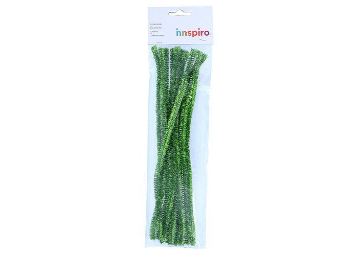Innspiro Limpiapipas chenille métallisés verts 10mm x 30cm, 10 unités