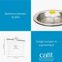 Catit Flower - Fontaine à eau pour chat, 3 L, dessus en acier inoxydable, avec LED, trois réglages de débit, filtre triple action, blanc