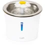 Catit Flower - Fontaine à eau pour chat, 3 L, dessus en acier inoxydable, avec LED, trois réglages de débit, filtre triple action, blanc