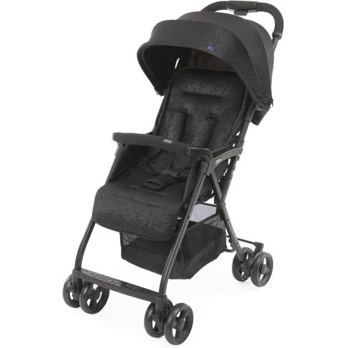 Chicco Poussette compacte Ohlala 3 - Dès la naissance - Jusqu'à 15 kg - Dossier inclinable multi-positions - Arceau de sécurité - Ultra-léger 3.8 kg - Noir
