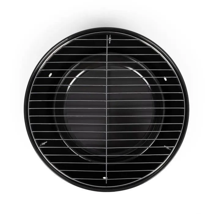 Livoo - Barbecue portable à charbon DOC301, diamètre 34 cm, grille chromée, hauteur 18 cm avec poignées et loquets de sécurité
