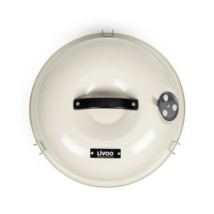 Livoo - Barbecue portable à charbon DOC301, diamètre 34 cm, grille chromée, hauteur 18 cm avec poignées et loquets de sécurité