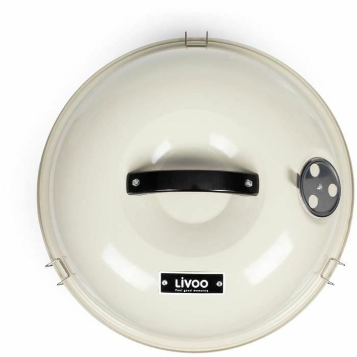 Livoo - Barbecue portable à charbon DOC301, diamètre 34 cm, grille chromée, hauteur 18 cm avec poignées et loquets de sécurité