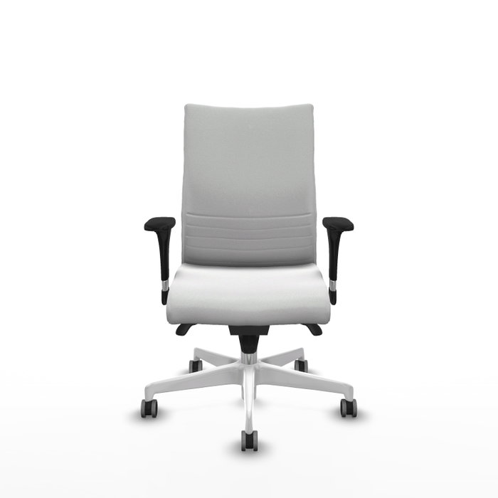 Piqueras Y Crespo Chaise de direction Albacete, mécanisme Sincro, tissu Blanc, bras 1D, roues 65 mm pour parquet