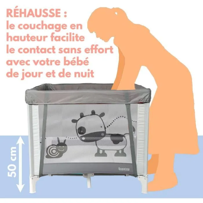 Bambisol Parc bébé pliant 90x90 cm avec 2 niveaux de couchage, espace de jeux et sac de transport - Sécurité enfant 0-36 mois