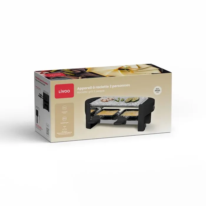 Livoo DOC369N Appareil à raclette compact pour 2 personnes Livoo DOC369N Appareil à raclette compact pour 2 personnes