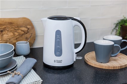 Russell Hobbs 25070-70 Hervoir My Breakfast - Blanc glacé et noir - Pour café et thé - Design monochrome