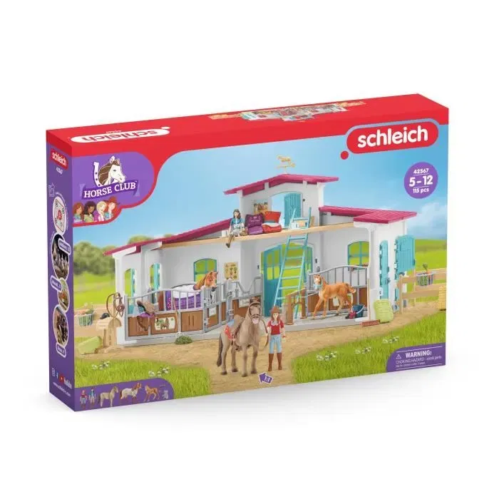 Schleich 42567 Horse Club - Centre équestre modulable de Lakeside avec 3 figurines de chevaux et 115 éléments pour enfants à partir de 5 ans