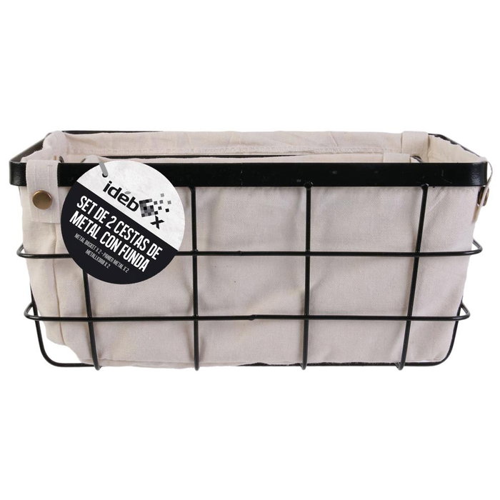 Idebox Lot de 2 paniers en métal avec housses, collection Rangement Deco Idebox Lot de 2 paniers en métal avec housses, collection Rangement Deco