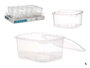 Leknes Boîte Rectangulaire Plastique 1000 ml 14x8x15 cm Transparent Hermétique Micro-ondes (Set de 12)