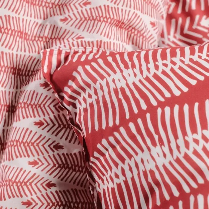Today - Parure de lit 2 personnes Sunshine - Housse de couette 220x240 cm + 2 taies - 100% coton imprimé floral rouge - Référence 13.25