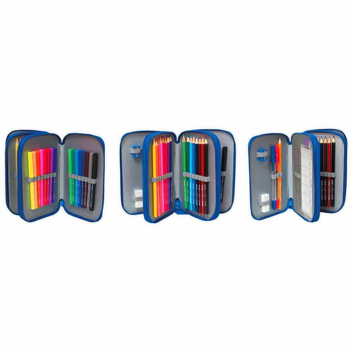 CYP BRANDS Plumier triple officiel Atletico de Madrid pour école avec 39 accessoires (crayons, feutres, stylos)