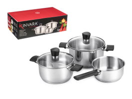 Kinvara Batterie de cuisine 5 pièces en acier inoxydable - 51 x 14.5 x 22.5 cm, induction (Set de 2)