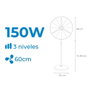 Edm Ventilateur industriel sur pied 150 W, noir, ø60 cm