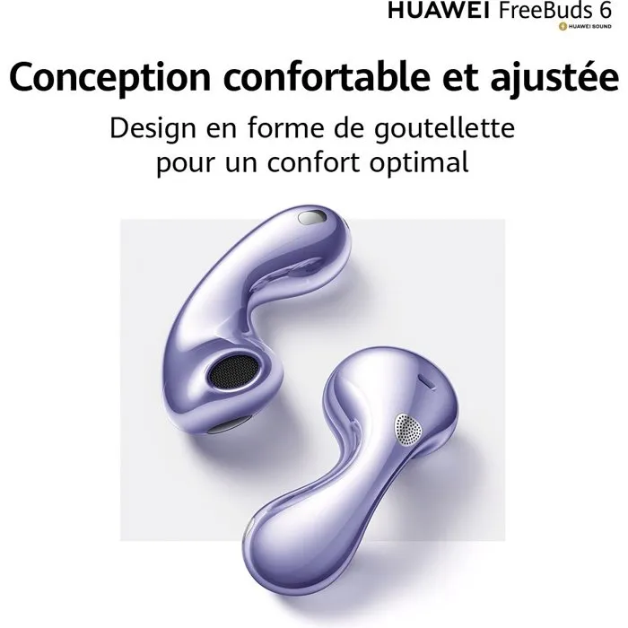 Huawei Freebuds 6 - Écouteurs sans fil Bluetooth avec réduction de bruit active - Son équilibré - Autonomie longue - Blanc