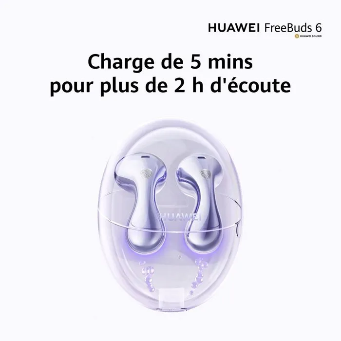 Huawei Freebuds 6 - Écouteurs sans fil Bluetooth avec réduction de bruit active - Son équilibré - Autonomie longue - Blanc