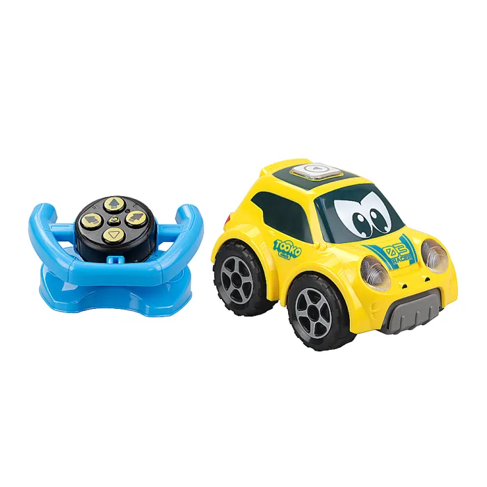 TOOKO Voiture télécommandée Follow Me Jaune avec volant et détection d'obstacles - Jouet pour enfant dès 2 ans