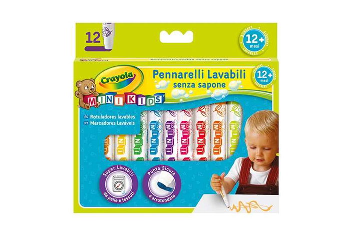 Crayola 12 Rotuladores Mimi Kids 8325 - 12 Marqueurs Lavables pour Enfants, Pointes Rondes de Sécurité, Recommandé à partir de 12 mois
