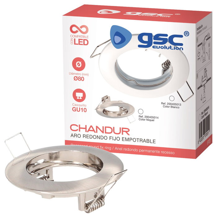 GSC Evolution Aro fijo redondo empotrable Chandur Nickel satiné