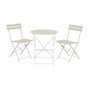 Outdoor Living By Decoris Helsingborg - Ensemble de table et 2 chaises pliantes en acier blanc, table Ø60 x 70 cm