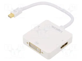 LOGILINK Adaptateur DisplayPort 1.2 vers DVI 1.0 et HDMI, blanc