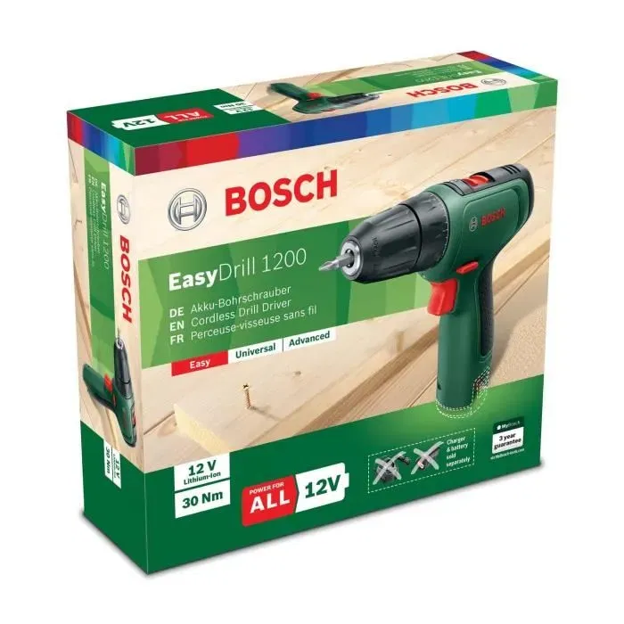 Bosch EasyDrill 1200 - Perceuse-visseuse sans fil 12V, mandrin 10mm, 2 vitesses, pour le bois