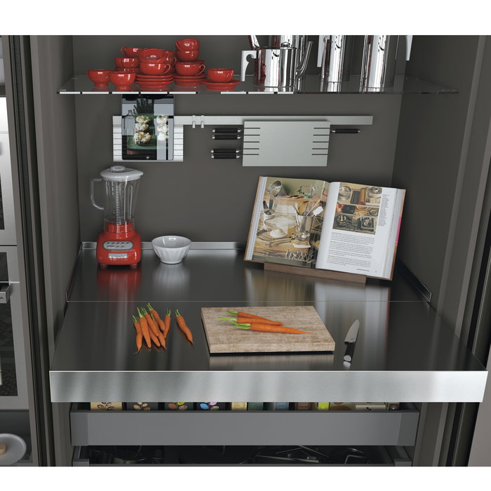 Emuca Coulisses pour table extensible et relevable Oplà Folding+39 M120, Aluminium, Inox anodisé