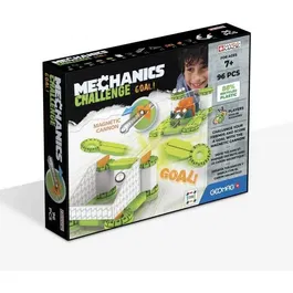 Geomag - Coffret de construction mécanique Challenge Goal! 96 pièces magnétiques - Jeu éducatif STEM interactif pour enfants 7-14 ans - En plastique recyclé