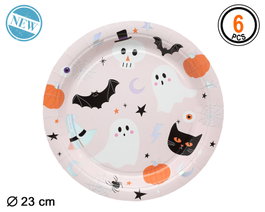 Assiette Halloween jetable rose style festif et amusant