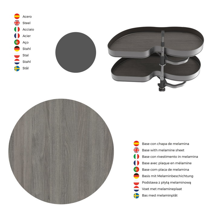 Emuca Lake Harmony Système d'angle pour meuble de cuisine, Gauche, Gris anthracite Emuca Lake Harmony Système d'angle pour meuble de cuisine, Gauche, Gris anthracite