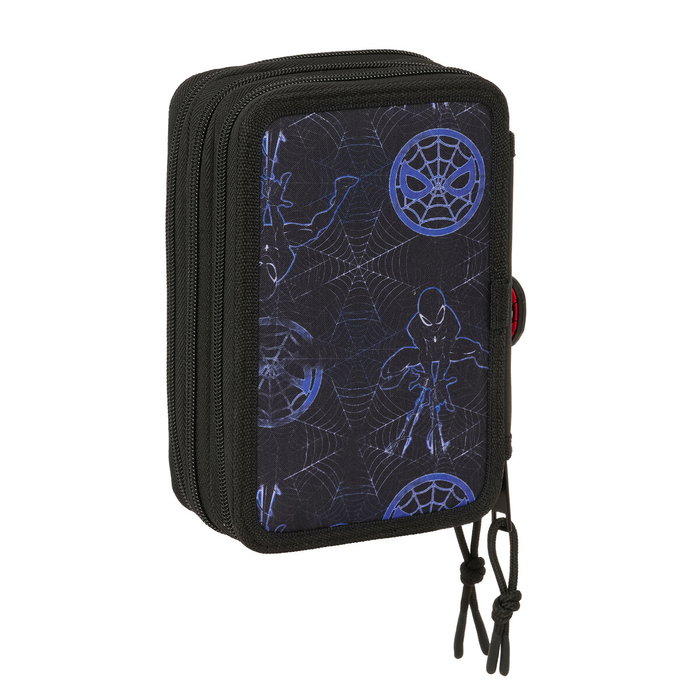 Trousse Scolaire avec Accessoires Spider-Man Attack Noir 12,5 x 19,5 x 5,5 cm 37 Pièces
