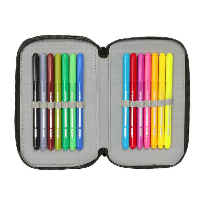 Trousse Scolaire avec Accessoires Spider-Man Attack Noir 12,5 x 19,5 x 5,5 cm 37 Pièces