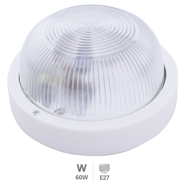 GSC Evolution Aplique de extérieur rond blanc en plastique lisse E27 60W GSC Evolution Aplique de extérieur rond blanc en plastique lisse E27 60W