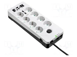 EATON ELECTRIC PB8TUD Bloc multiprise parafoudre 8 prises Schuko et 2 ports USB noir-blanc