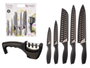 KINVARA Set de 5 Couteaux avec Aiguiseur Noir