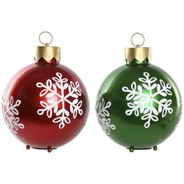 Boules de Noël Home ESPRIT Rouge Vert Métal LED (2 Unités)