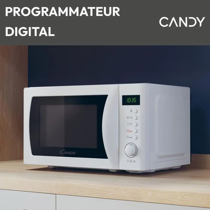 Candy Idea CMWA20SDLW - Micro-ondes 20 L, 700 W, blanc, digital, 8 programmes automatiques, fonction décongélation Candy Idea CMWA20SDLW - Micro-ondes 20 L, 700 W, blanc, digital, 8 programmes automatiques, fonction décongélation
