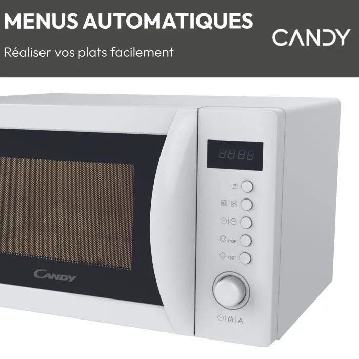 Candy Idea CMWA20SDLW - Micro-ondes 20 L, 700 W, blanc, digital, 8 programmes automatiques, fonction décongélation Candy Idea CMWA20SDLW - Micro-ondes 20 L, 700 W, blanc, digital, 8 programmes automatiques, fonction décongélation