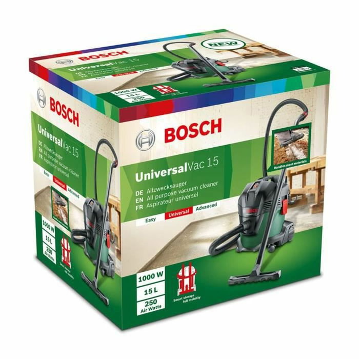 Bosch UniversalVac 15 Aspirateur eau et poussière 1000 W 15 L Vert et noir Bosch UniversalVac 15 Aspirateur eau et poussière 1000 W 15 L Vert et noir