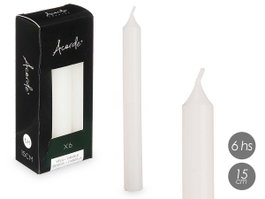 Acorde Set de 6 Cirios Blancs 15 cm (diam. 2 x 15 cm) 6 heures Cire Parafine (Set de 12)