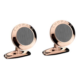 CHOPARD Boutons de manchette Classic en métal doré rose avec insertion noire
