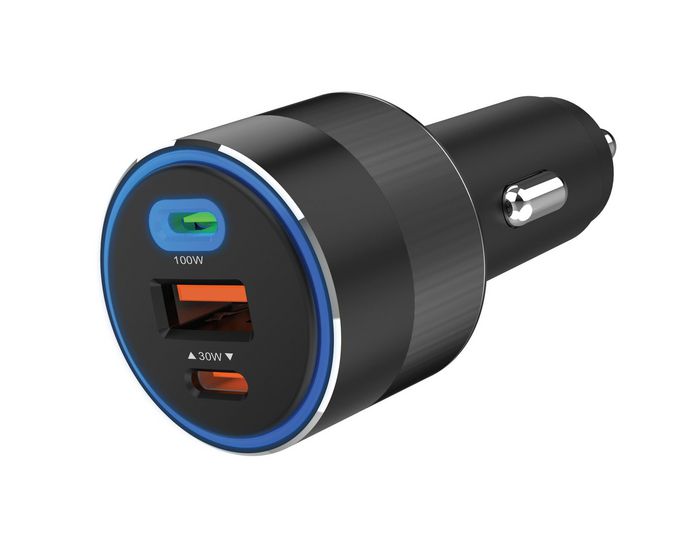 Sandberg Chargeur Allume-Cigare 3-en-1 130W avec USB-C PD 100W, Recharge Rapide pour Smartphone, Tablette et PC