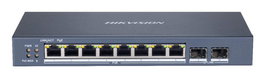 Hikvision Switch PoE Gigabit Smart 8 Ports + 2 Ports Fibre Optique, Gestion, VLAN, QoS, Protection Surtension