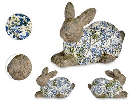 Ibergarden Figure Lapin en Résine Mosaïque Bleue 20x29x40 cm (Set de 2)