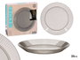 LEKNES Assiette Rayures Grises 23 cm Plastique PS (Set de 24)